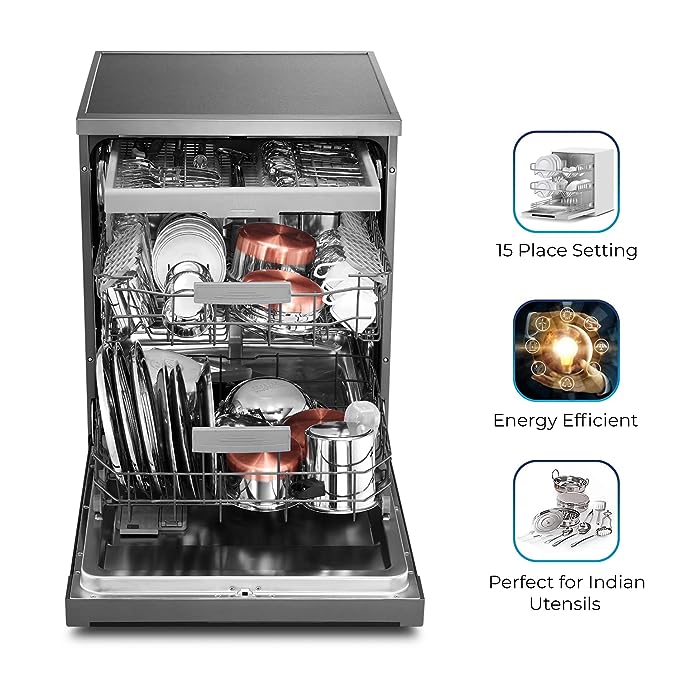 IFB 15 Place Settings Hot Water wash Free Standing Dishwasher (Neptune VX Plus, Graphite Grey, In Built Heater with Hygienic Steam Drying, Perfect for Indian Utensils) IFB 15 Place Settings Hot Water wash Free Standing Dishwasher (Neptune VX Plus, Graphite Grey, In Built Heater with Hygienic Steam Drying, Perfect for Indian Utensils)
